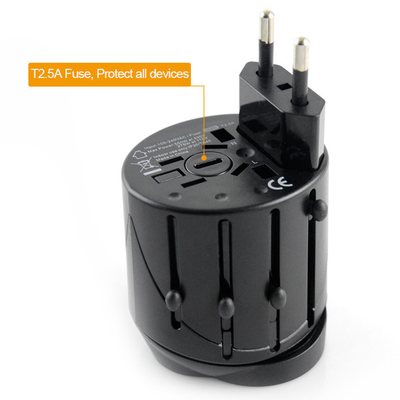 Adaptador da alimentação CA do curso internacional com porta usb e fusível protegido