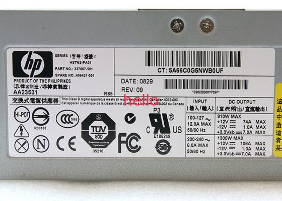 Compaq 337867-001 fontes de alimentação do servidor de 1300W HP com fã ativo