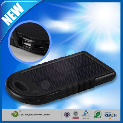 Banco alternativo do poder do porta usb duplo, bateria externo do apoio do painel 5000mAh solar