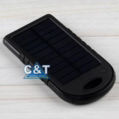 Banco alternativo do poder do porta usb duplo, bateria externo do apoio do painel 5000mAh solar
