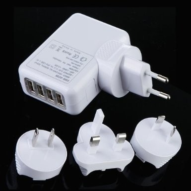 Adaptador universal da C.A. da parede do carregador do curso de USB de 4 portos para a casa, multi tomada