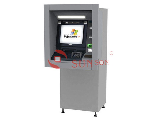 Máquina financeira do ATM do quiosque da operação bancária do serviço do auto da montagem da parede através da parede