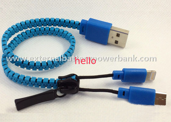 Cabo de transferência de dados de USB do zíper/2 em 1 USB que carrega o cabo para o telefone móvel