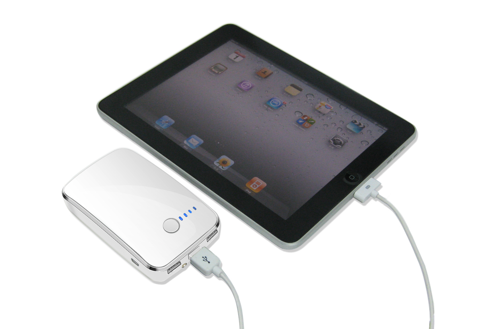 Blocos de poder portáteis brancos da bateria com os conectores do USB para IPod, Ipad, telefone móvel
